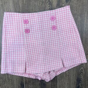 Hausen Houndstooth Skort Womens S Pink Barbiecore Y2K McBling Preppy Flirty